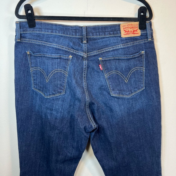 Levis Womens 515 Bootcut Jeans Dark Blue Denim Wash Mid Rise Zip Stretch Size 14 - Picture 9 of 14